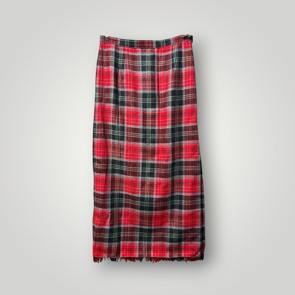 Vintage Rafaella Wool Skirt Plaid Fringe Hem Women's Size 10 *See Description*